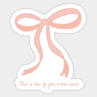 Cute Coquette pale pink ribbon bows repeating pattern seamless girly aesthetic this is me if you even care Sticker